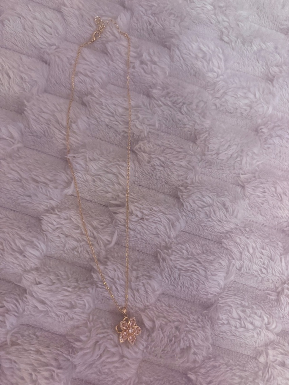 Light pink & Gold-tone spinner flower necklace